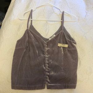 Madewell Velvet Tank Top with buttons down front